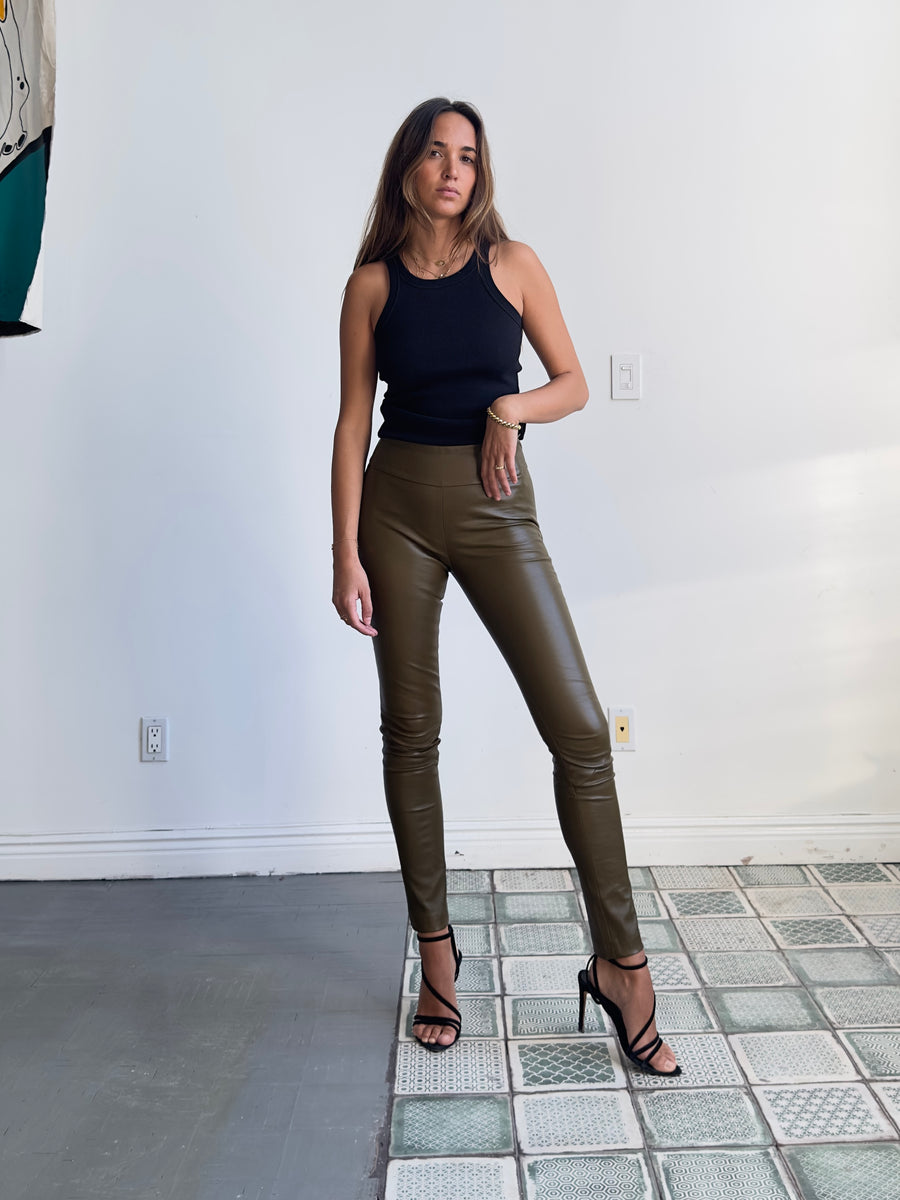OT LEGGINGS KHAKI LEATHER - LAST CHANCE