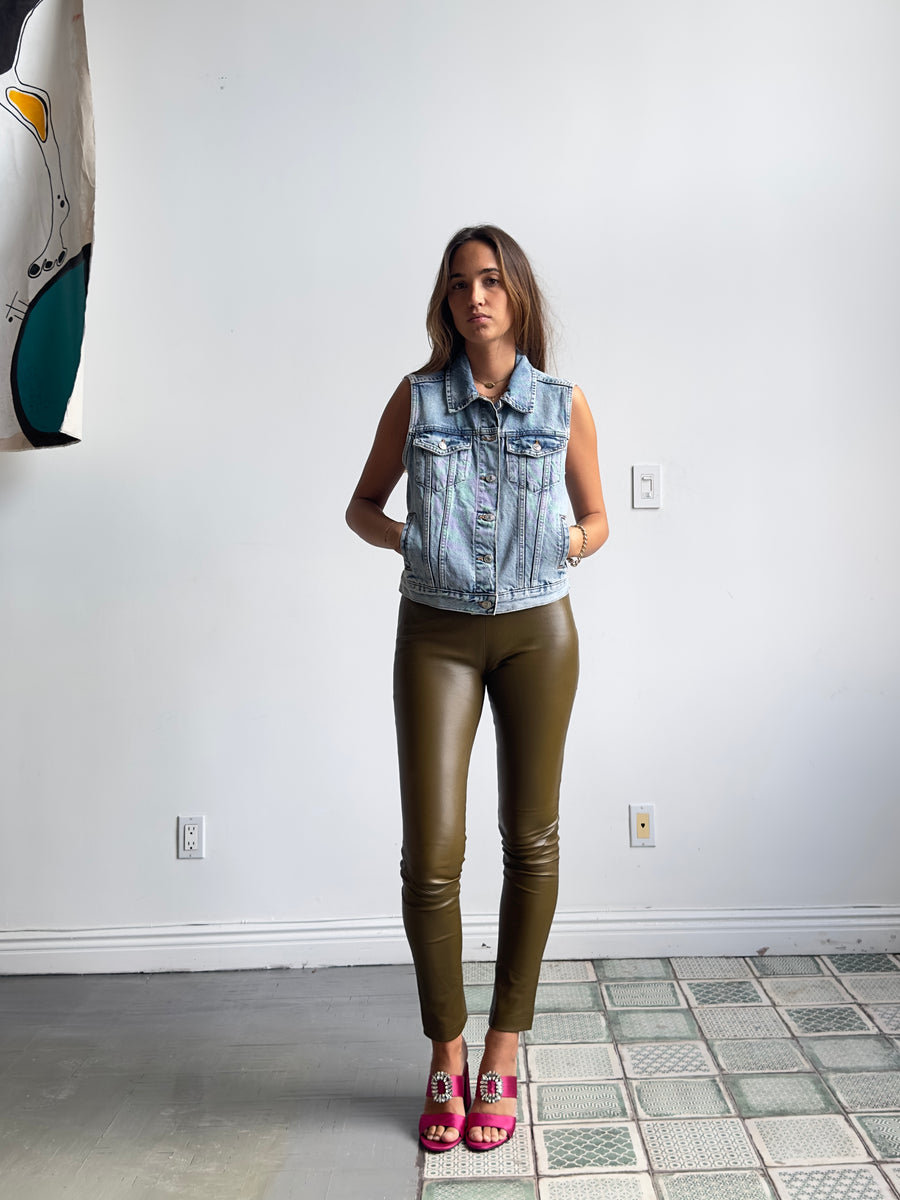 OT LEGGINGS KHAKI LEATHER - LAST CHANCE