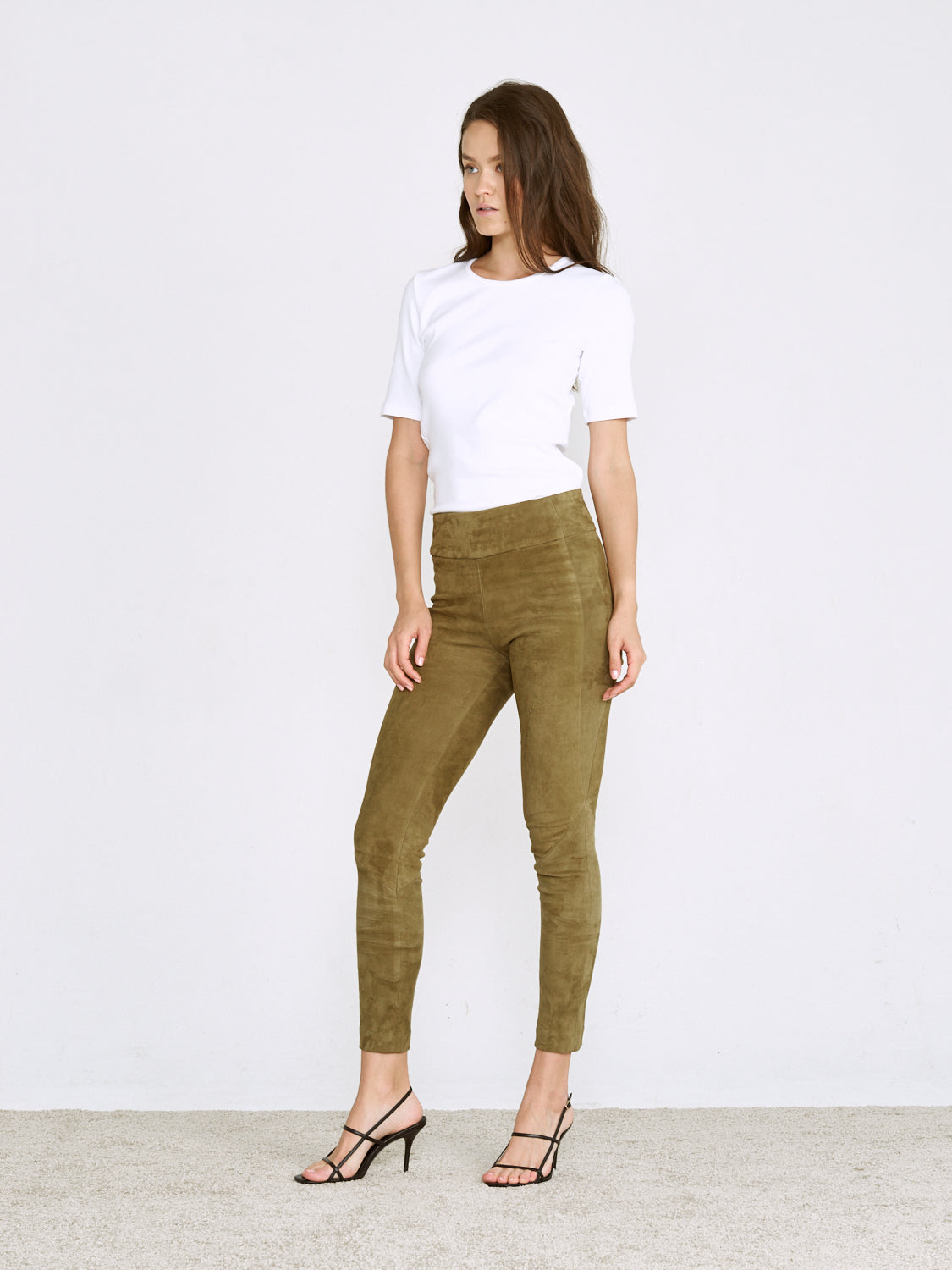 Miss Selfridge suedette legging in neutral