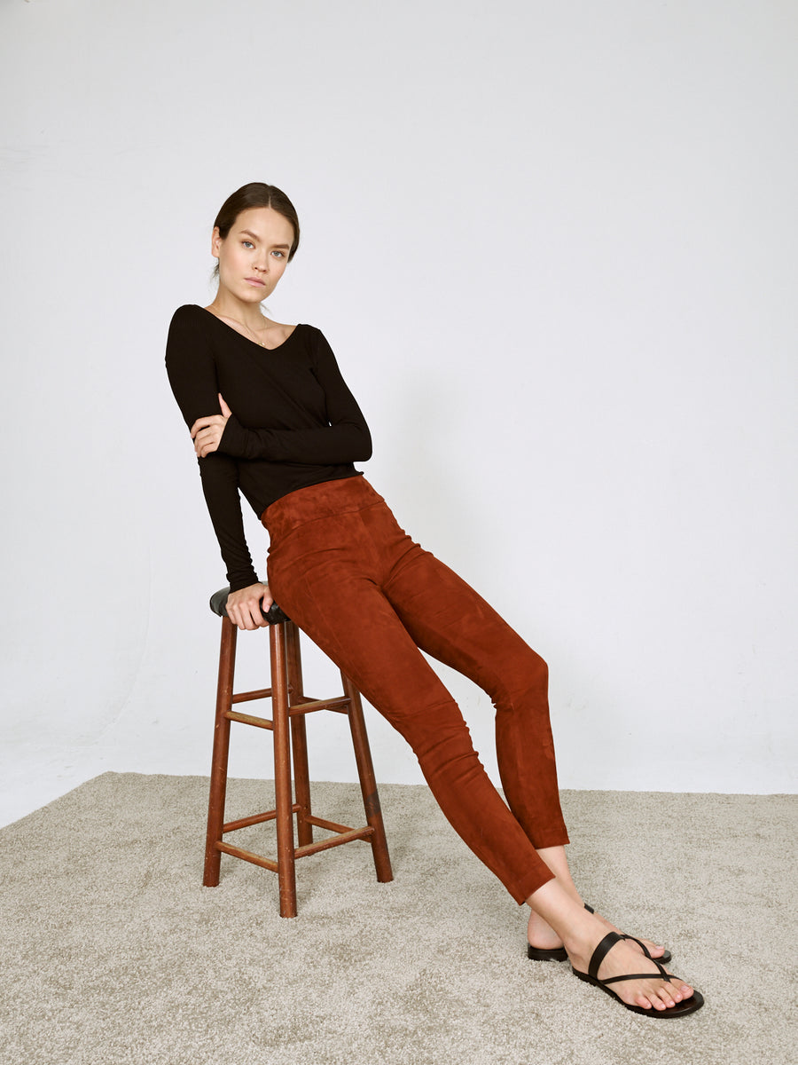 OT LEGGINGS TERRACOTTA SUEDE