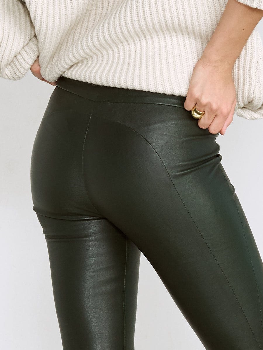 OT LEGGINGS EMERALD GREEN LEATHER - OUT OF STOCK