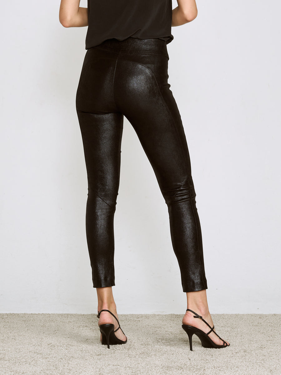 OT LEGGINGS SHINY BLACK SUEDE - OUT OF STOCK
